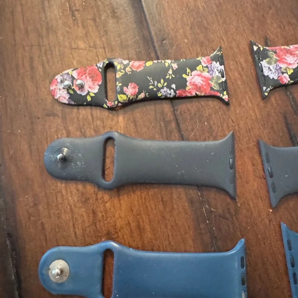 Apple Watch Bands in Floral and Solid Black and Blue- Size 44”